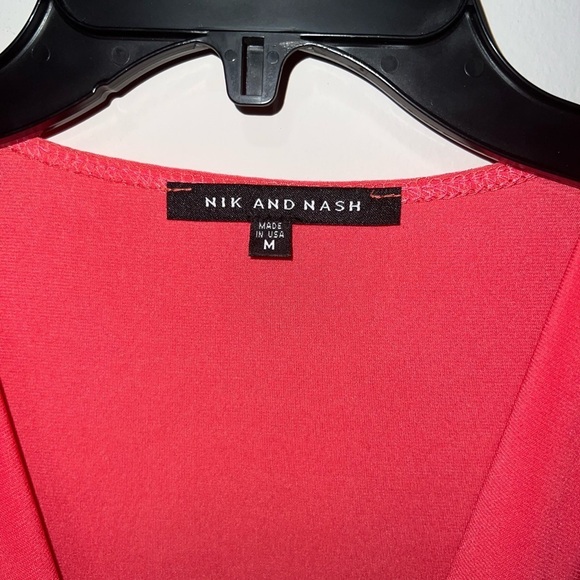 Coral Pink Deep V neck Dress Nik and Nash Medium - Picture 2 of 6